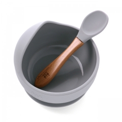 Miracle Baby Supplies Wholesale Baby Suction Bowl Spoon Set Natural Silicone Baby Food Bowl