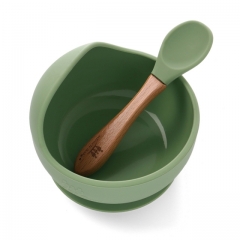 Miracle Baby Supplies Wholesale Baby Suction Bowl Spoon Set Natural Silicone Baby Food Bowl