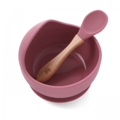 Miracle Baby Supplies Wholesale Baby Suction Bowl Spoon Set Natural Silicone Baby Food Bowl